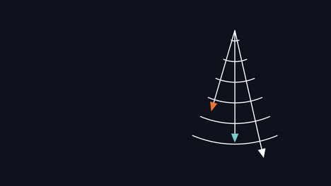 video en 4k de la caricatura de la guirlanda del árbol de navidad en fondo negro.