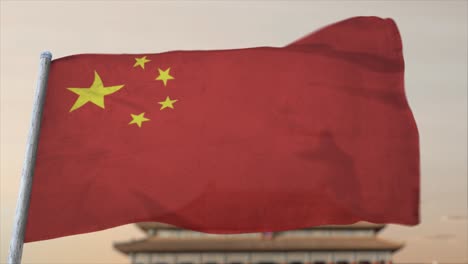 Animación-Cgi-3d-Completamente-En-Bucle-De-La-Bandera-China-Ondeando-En-Primer-Plano