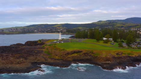 scenic view of kiama lighthouse in sydney, nsw, australia - aerial shot