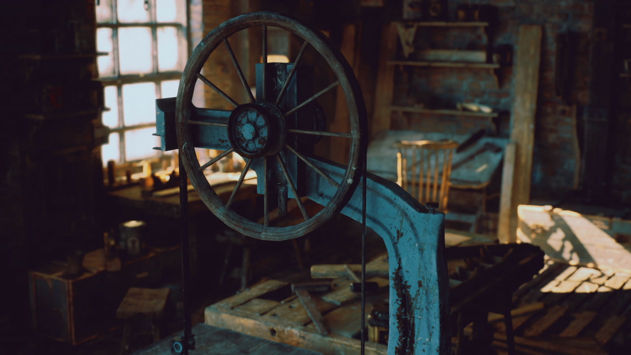 Antique workshop ambiance oldfashioned machine shop atmosphere