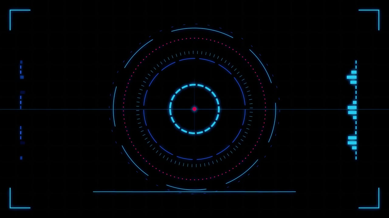 Futuristic Digital HUD Interface with Rotating Circular Target