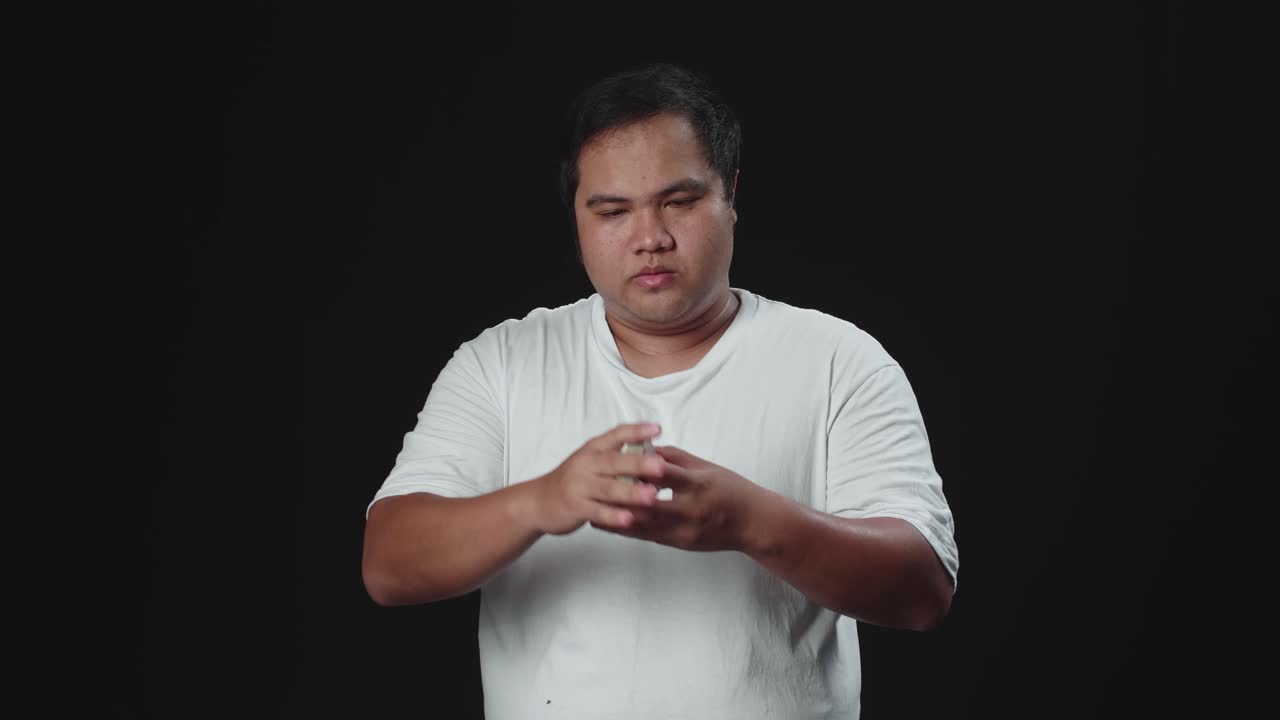 Man Showing His Trick With Usual Cards, Fan Cards