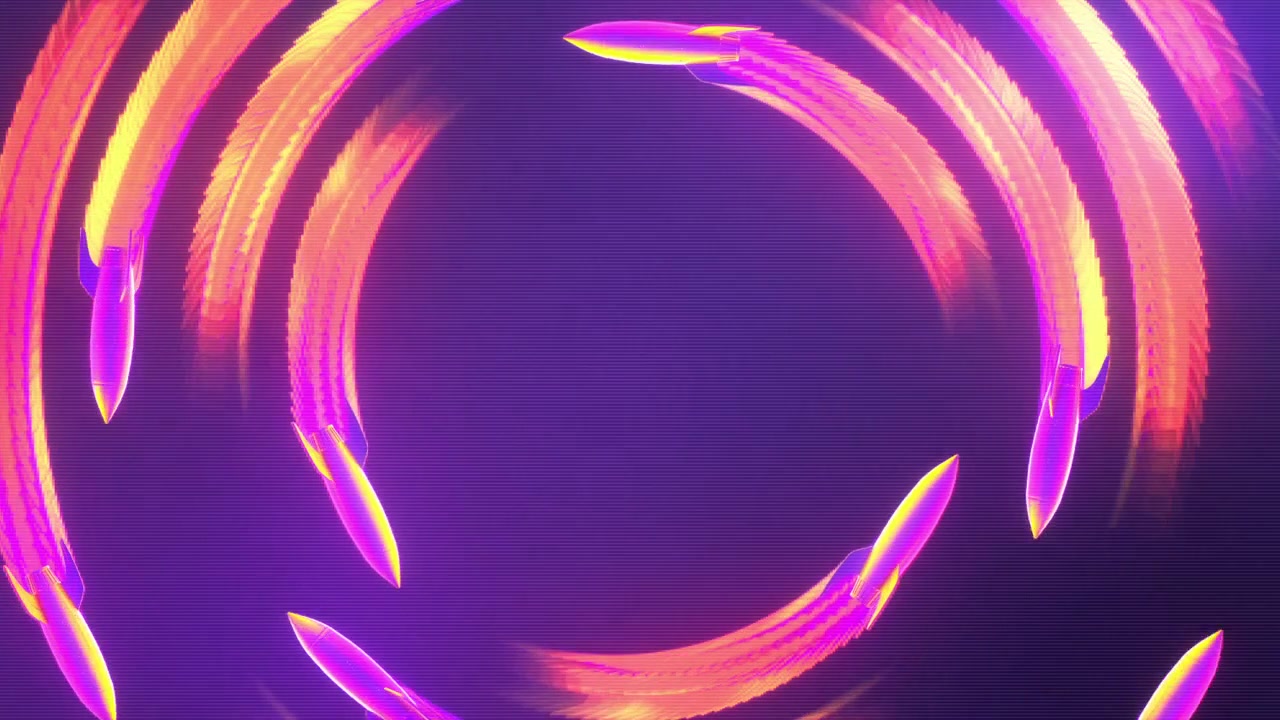 Animación de anillo de neón giratorio sobre fondo morado