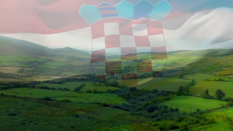 animation of flag of croatia blowing over seascape