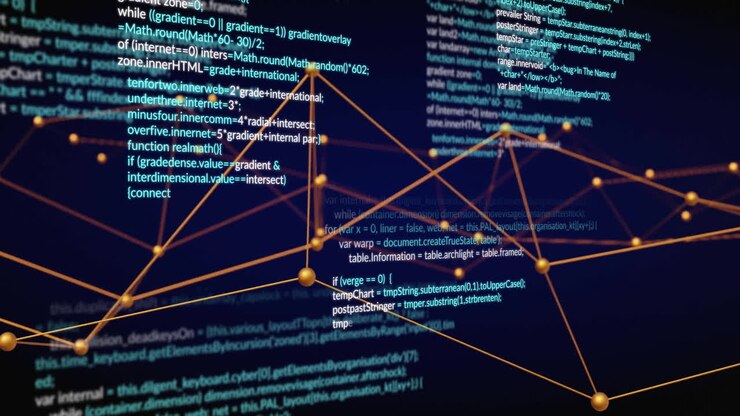 Animation of network of connections and digital data processing