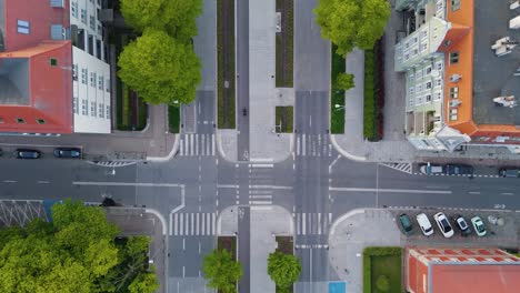 big empty city, aerial top view