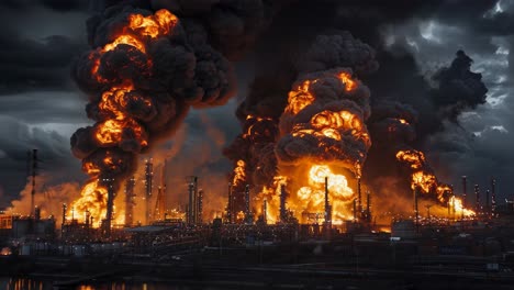 massive fire at oil refinery