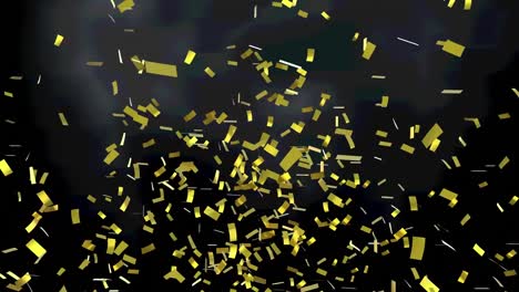 Animation-of-gold-confetti-falling-on-black-background