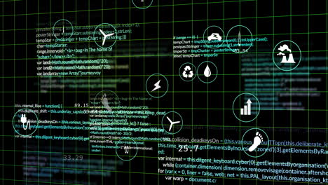 Animation-Digitaler-Symbole-Und-Datenverarbeitung-Auf-Dunklem-Hintergrund