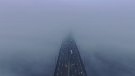 highway bridge over a cloud of dreamy atmosphere