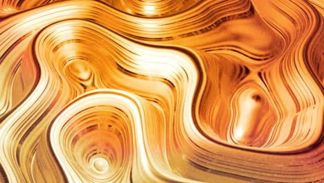 looped abstract background with wavy sparkling golden liquid pattern on shiny glossy surface. viscous blue fluid like surface of gold foil or brilliant glass. beautiful creative festive backdrop.