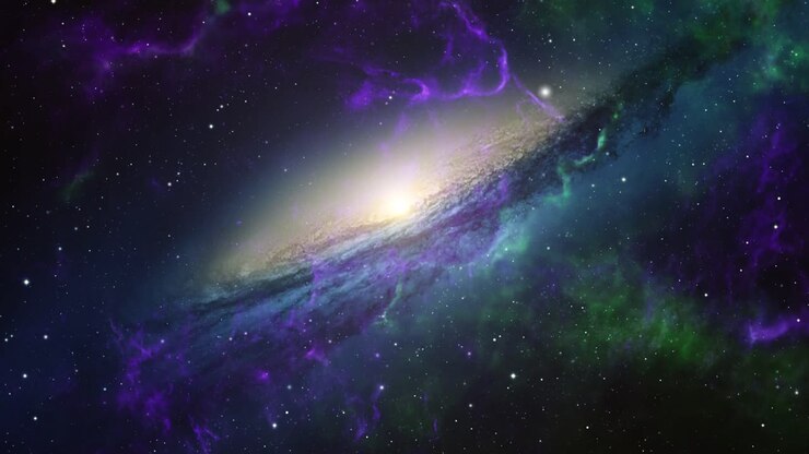 galaxy shrouded in a haze of gas moving in space
