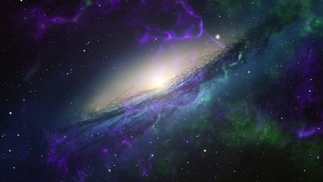 Galaxia-Envuelta-En-Una-Neblina-De-Gas-Que-Se-Mueve-En-El-Espacio