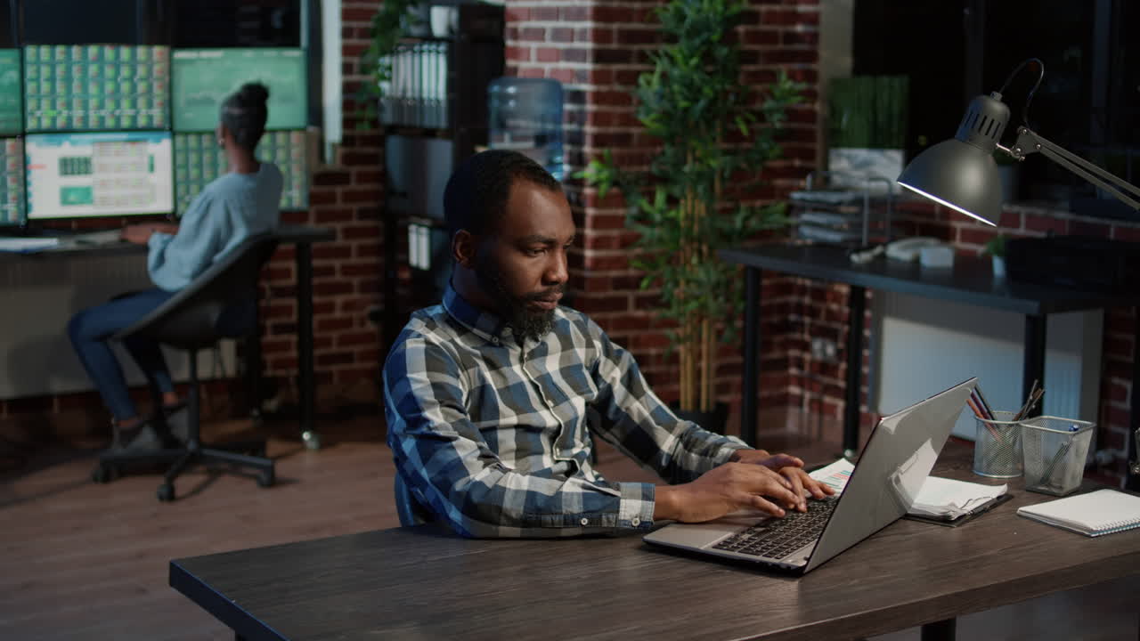 Hedge fund trader working with exchange market charts