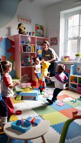 preschool children playing in a classroom