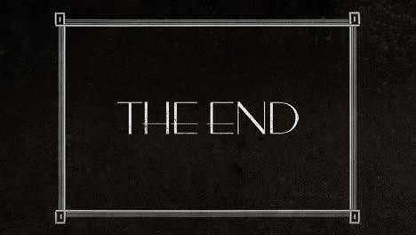 evoke nostalgia with a vintage animation of the text &quot;the end&quot; appearing within a chic art deco frame