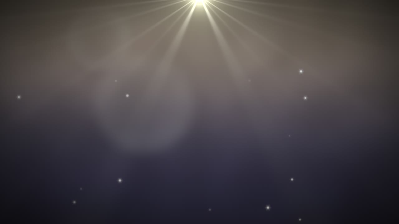 Fly white glitters and sun rays on shiny background