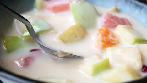 fruit salad in milk