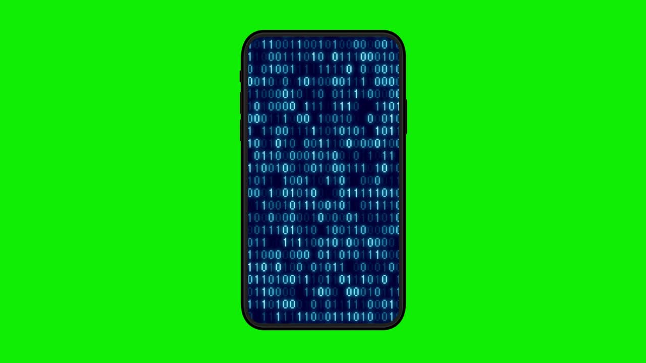 Cyberspace, technology concept animation (4K) | Smartphone display ( green background for chroma key use )