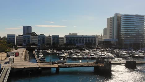 drone shot parallax from the marina in troia