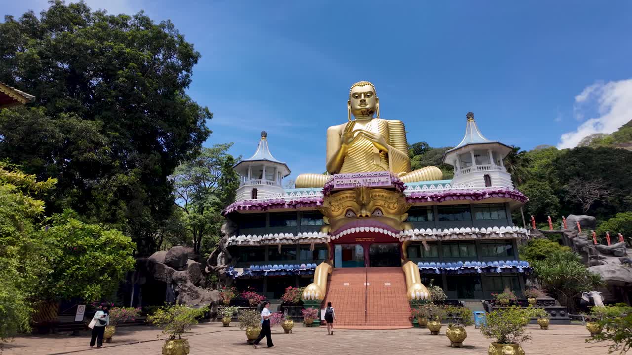 Giant Golden Buddha Statue at a Buddhist Temple in Sri Lanka