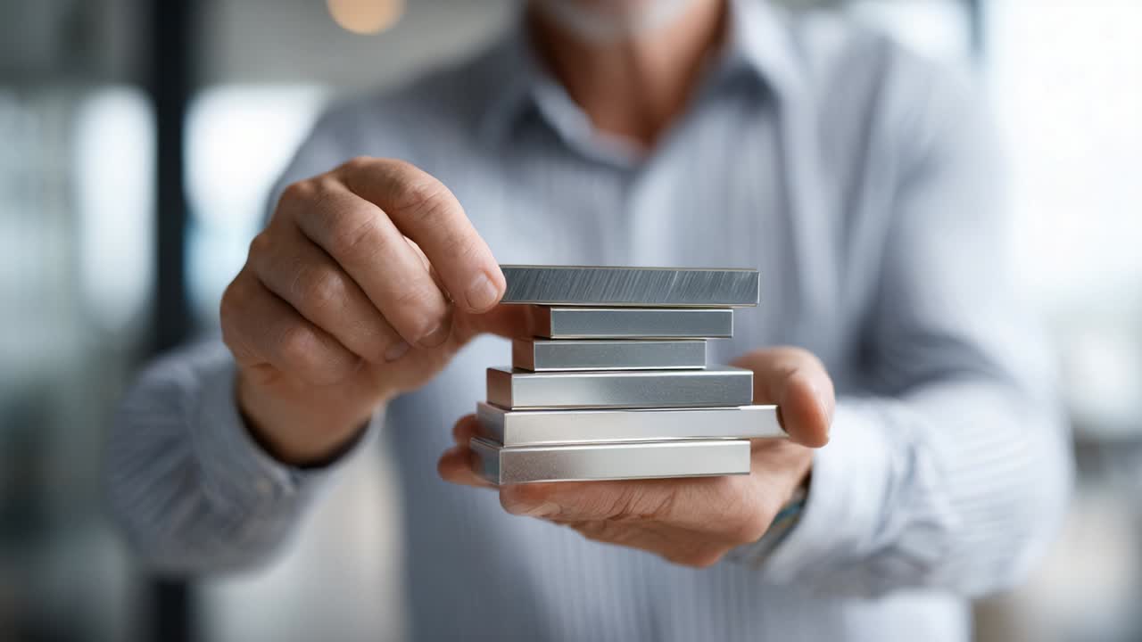 Man Building a Stack of Blocks