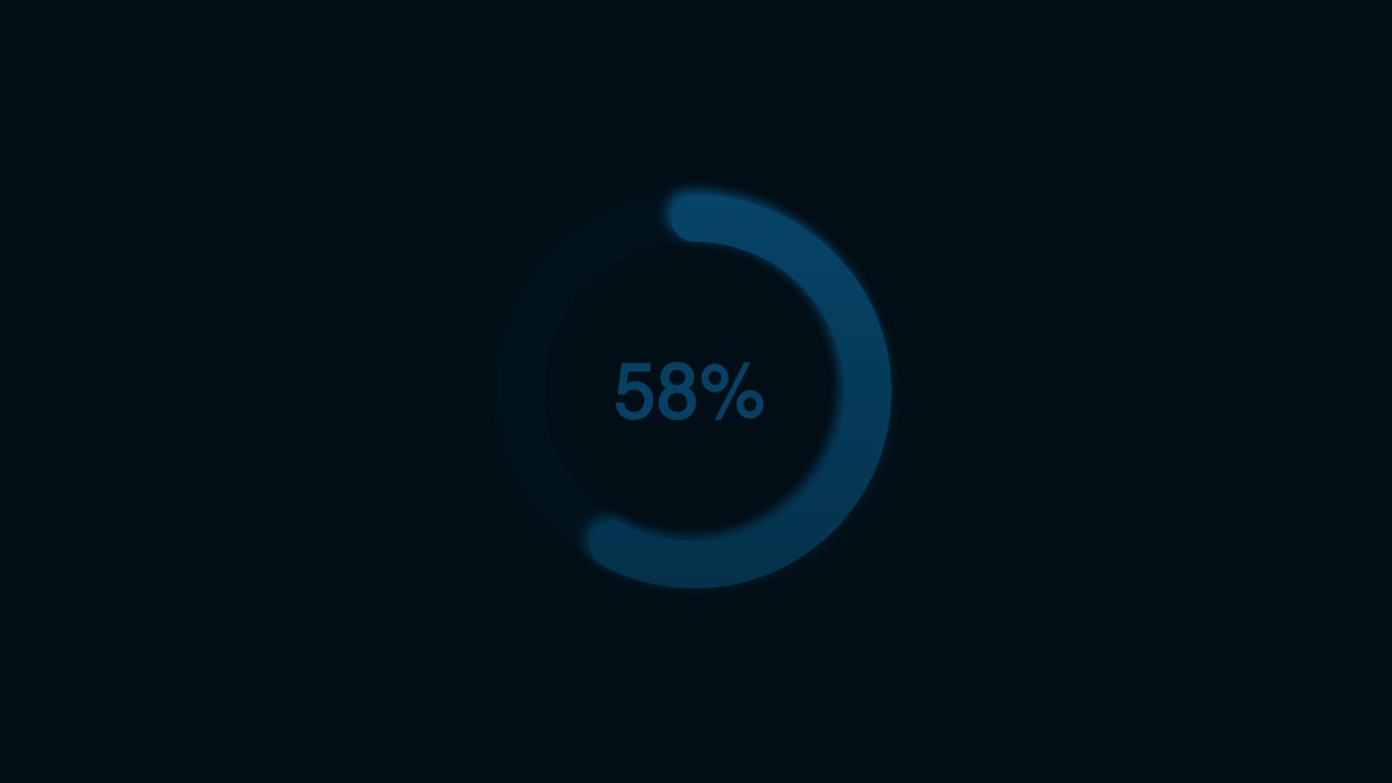 100 to 1 Countdown UX. Circular UX alpha element for transparency counting down from ten to one, animating ON and OFF.