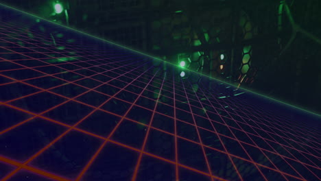 animación de la cuadrícula roja de conexiones a través de un servidor de computadora