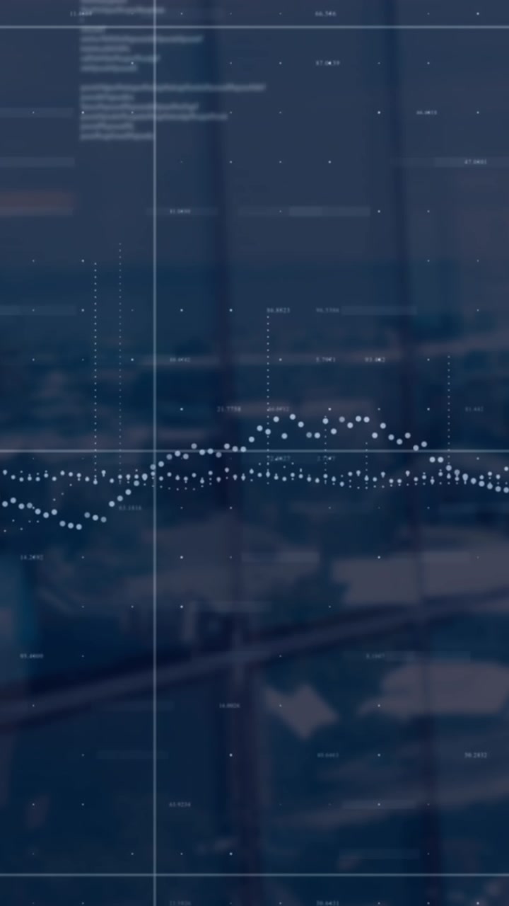 Animation of data processing over cityscape