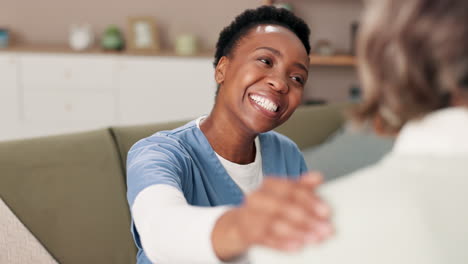 a caring caregiver supports an elderly patient at home