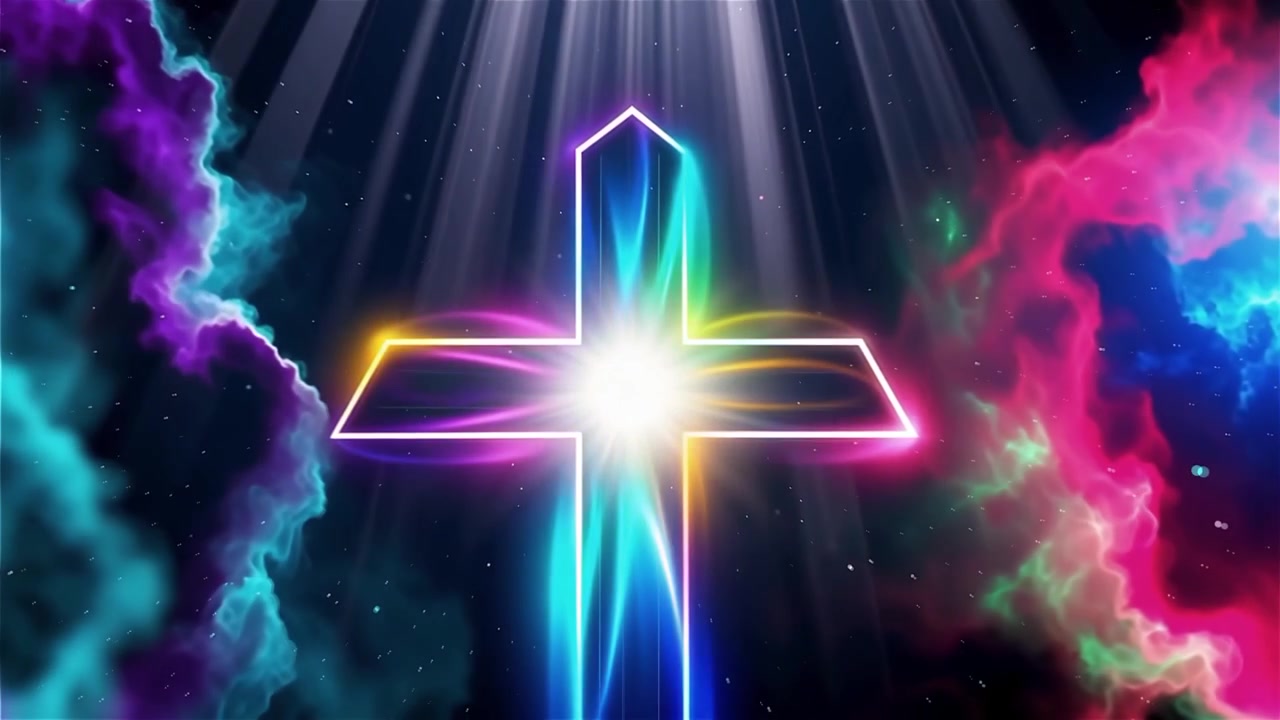 Christian Cross Heavenly Light Worship Background