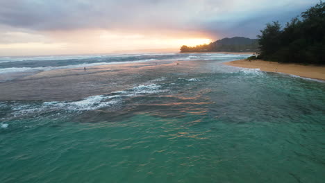 aerial view of a stunning tropical beach sunset