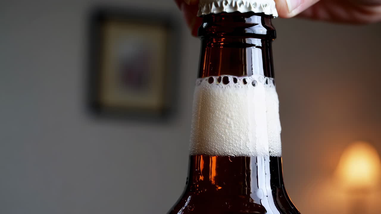 abriendo una botella de cerveza