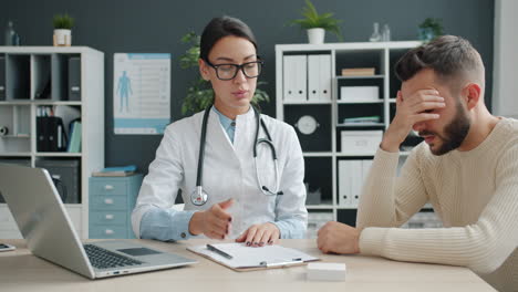 doctor consults with concerned patient