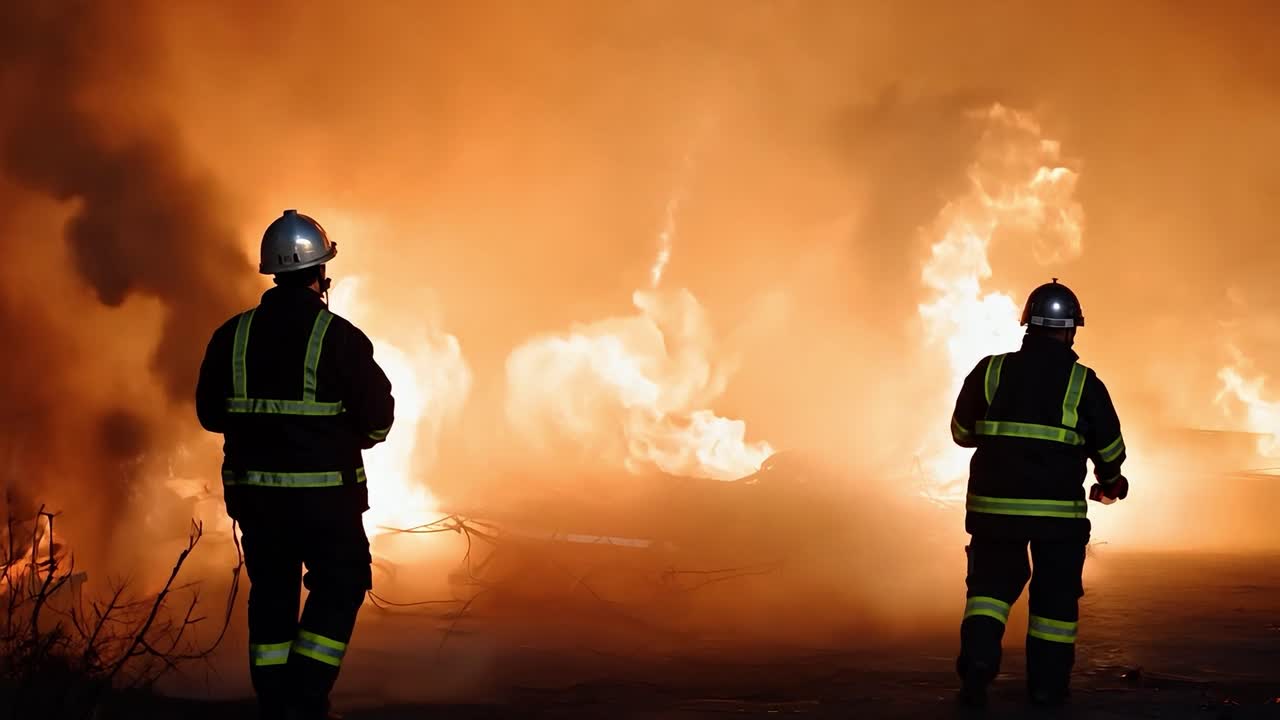 los bomberos luchando contra un incendio