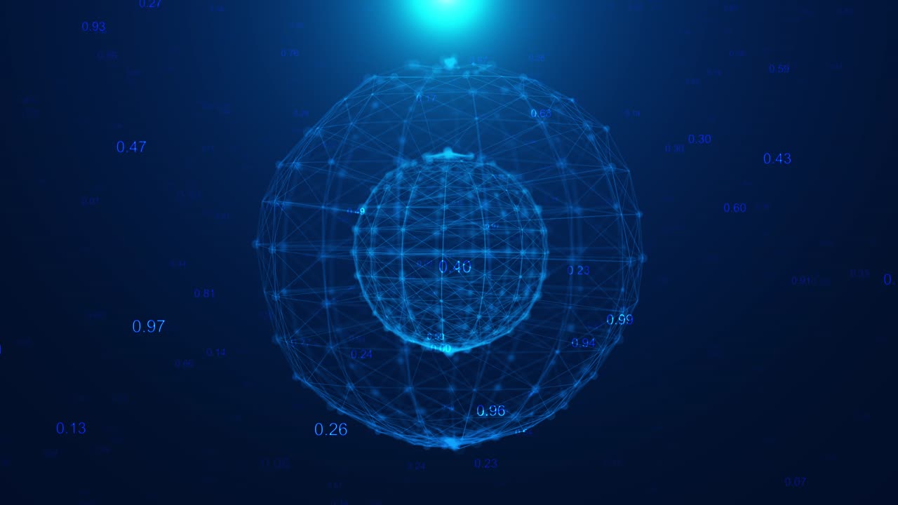 Futuristic planet earth hologram cyberspace world map of glowing dots with hud big data circles