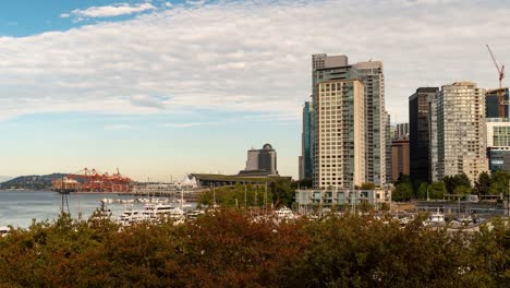 downtown vancouver, british columbia canada and the harbor - daytime time lapse