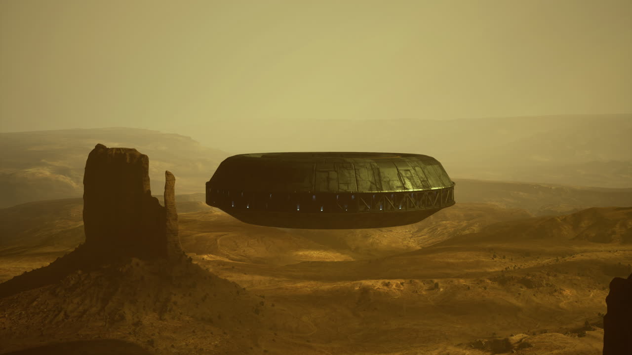 UFO over a desert landscape