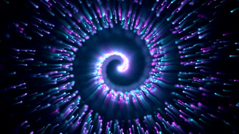 gold glittering star dust twisted spiral of trail sparkling particles on black background. space comet tail. magic blue purple flying particles. seamless loop animation