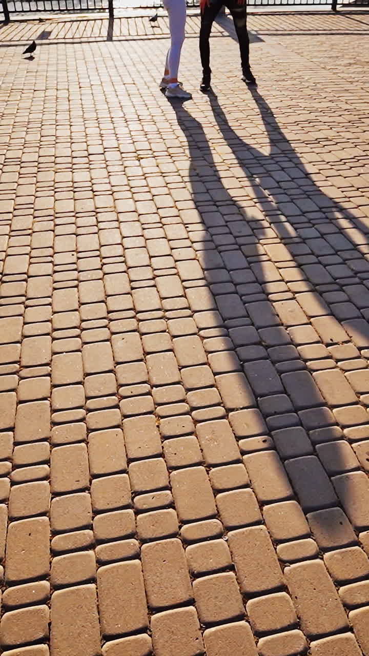 Couple in love having fun in city. Vertical video