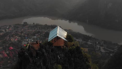 amazing view of view point at nong khiaw laos during sunset, aerial