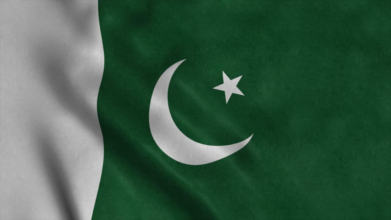 Pakistaanse vlag wapperend in de wind met hoge kwaliteit textuur in 4K.