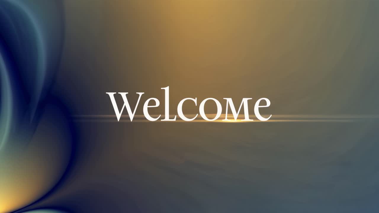 Abstract video intro with 'Welcome' text, featuring a gradient background