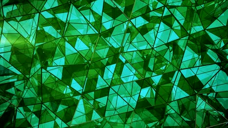distorted low poly green glass strusture seamless loop 3d render animation