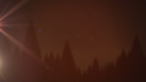 animación de estrella fugaz brillante azul y nubes que se mueven sobre el paisaje de invierno en el cielo nocturno