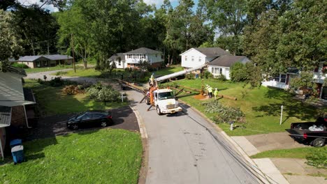 replaing-utility-pole-after-storm-drone-cinematic-slow-slide-up-and-right