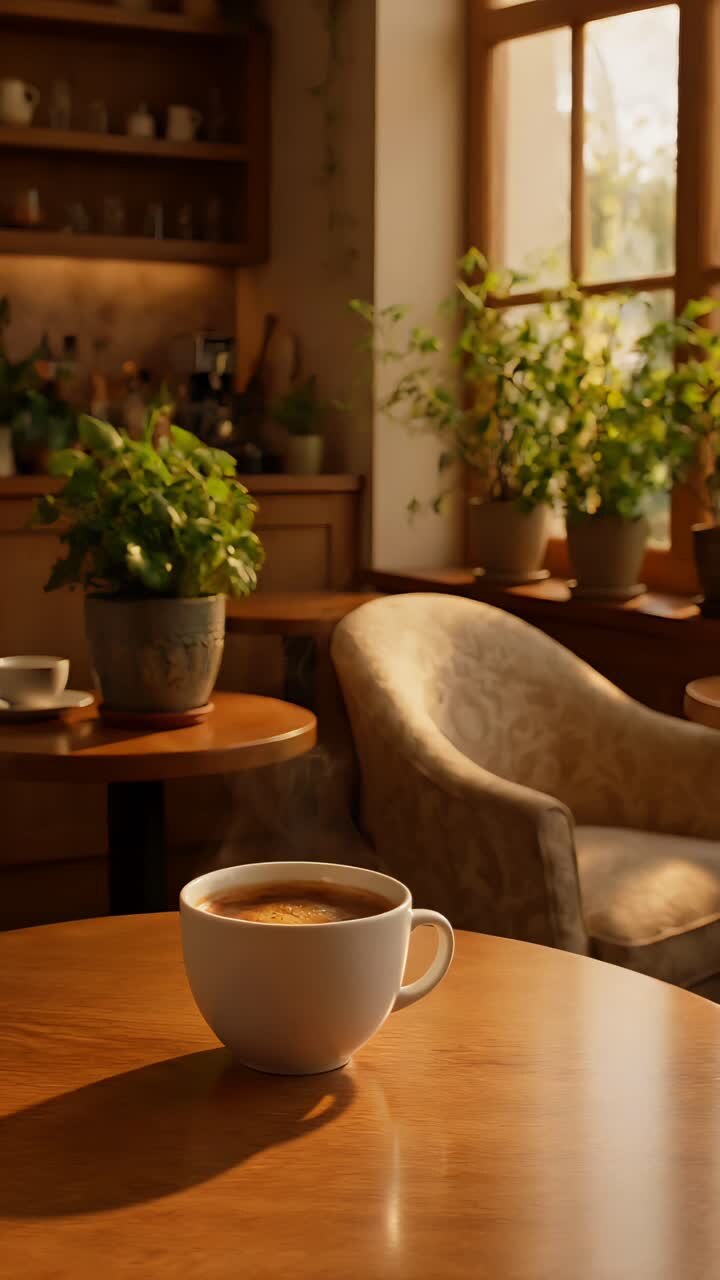 Interno di caffè estetico con atmosfera accogliente 4K