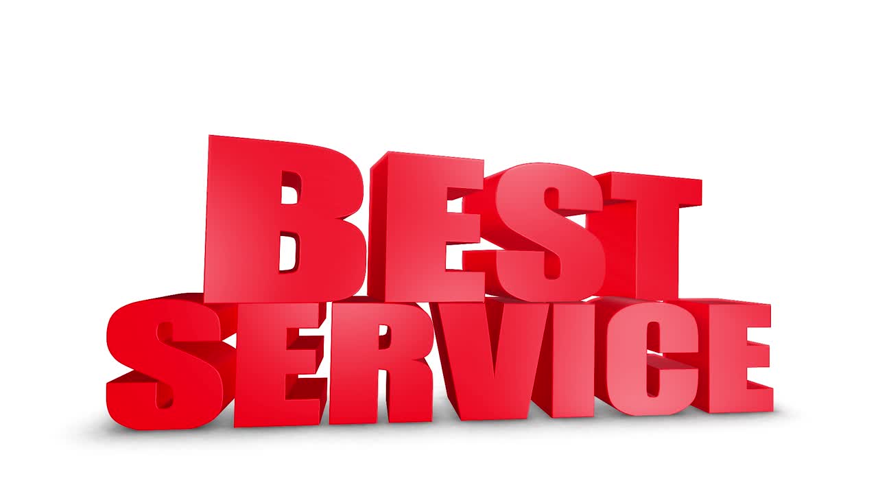 Best service 3d text on white alpha channel green screen advertising promotion discount offer sale