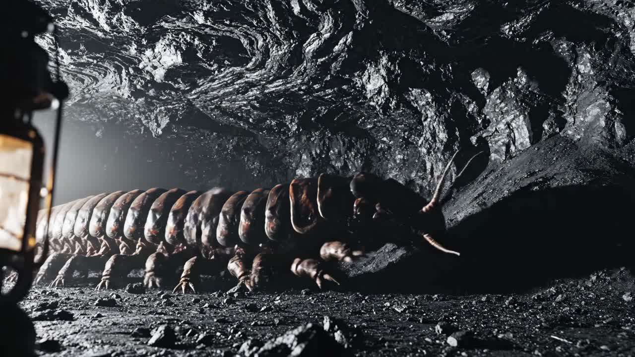 Giant Millipede in a Dark Cave