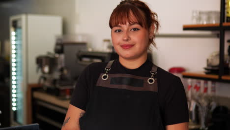 waitress posing indoors